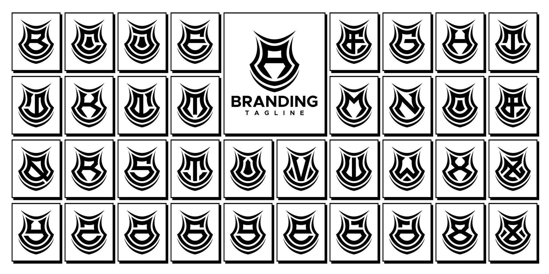 Elegant decorative shield letter A-Z logo set vector