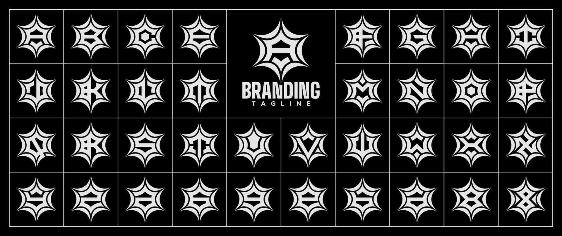 Luxury line sparkle star letter A-Z logo bundle vector