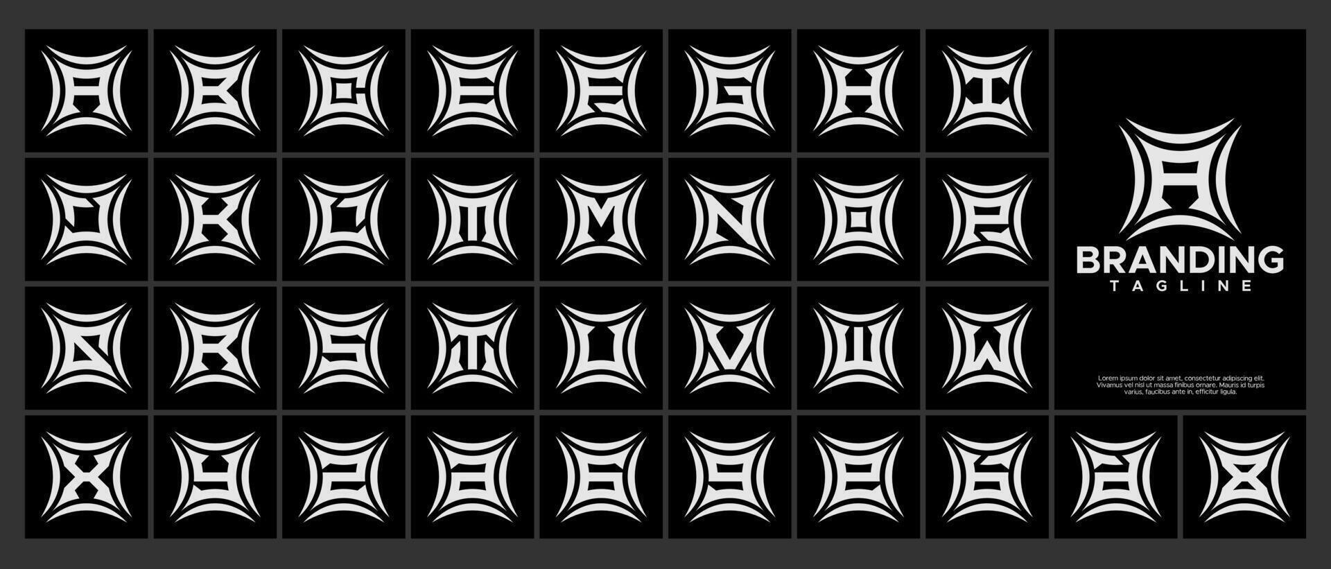 Abstract square sparkle star letter A-Z logo set vector