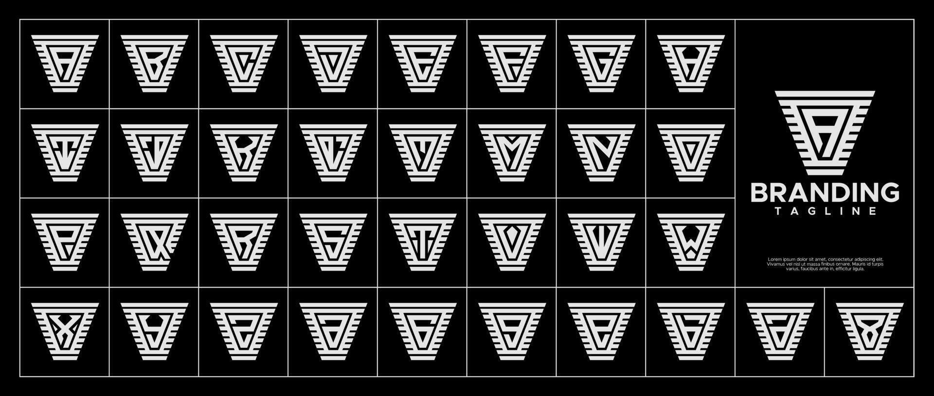 Geometric stripe line abstract letter A-Z logo set vector