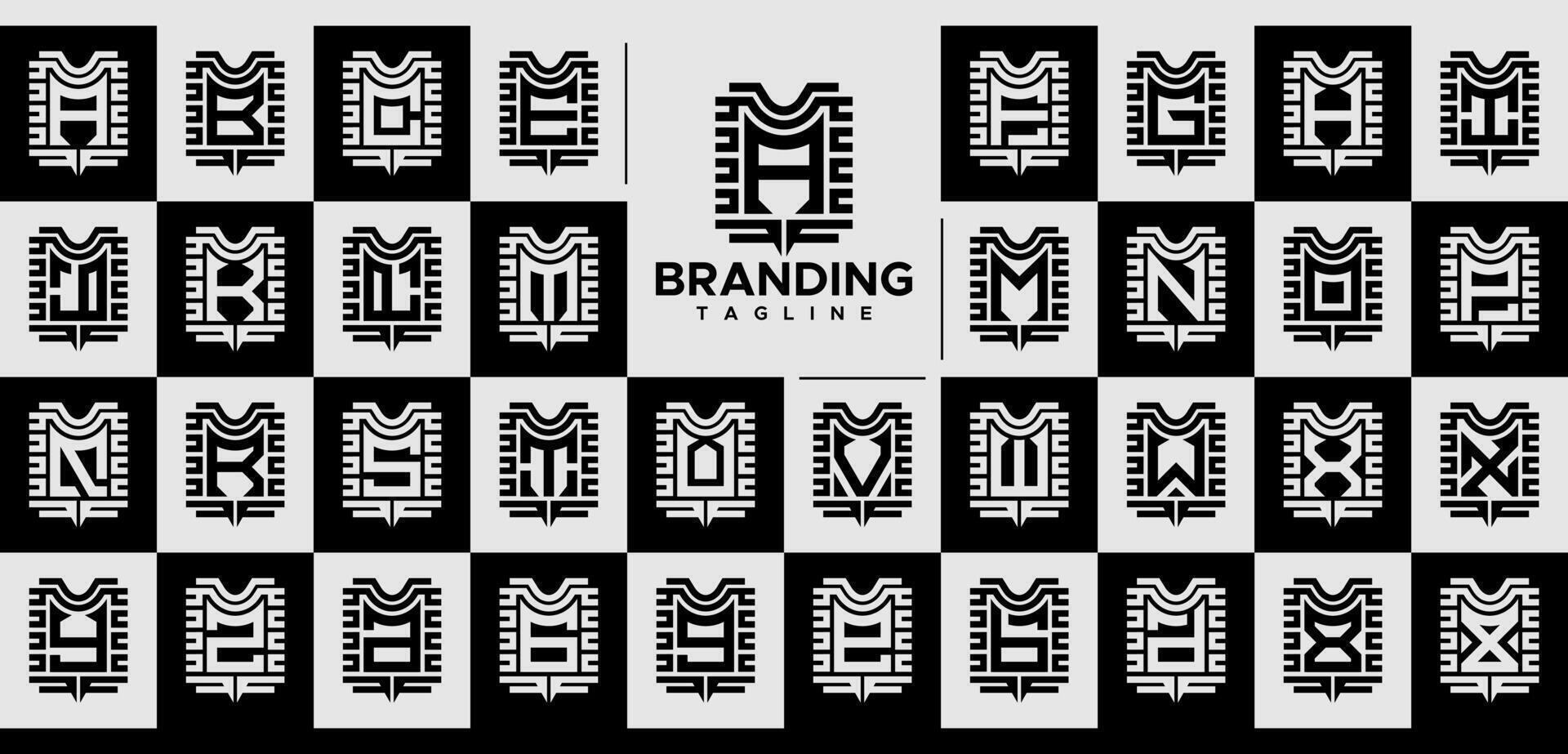 Stripe line abstract initial A-Z letter logo set vector