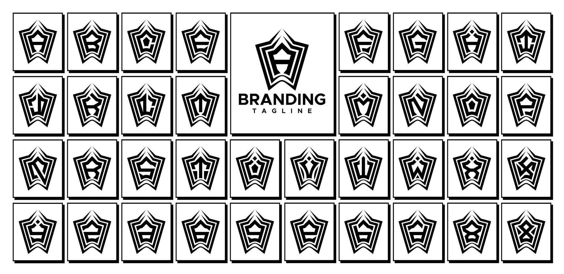 Sharp line abstract shape monogram letter A-Z logo set vector