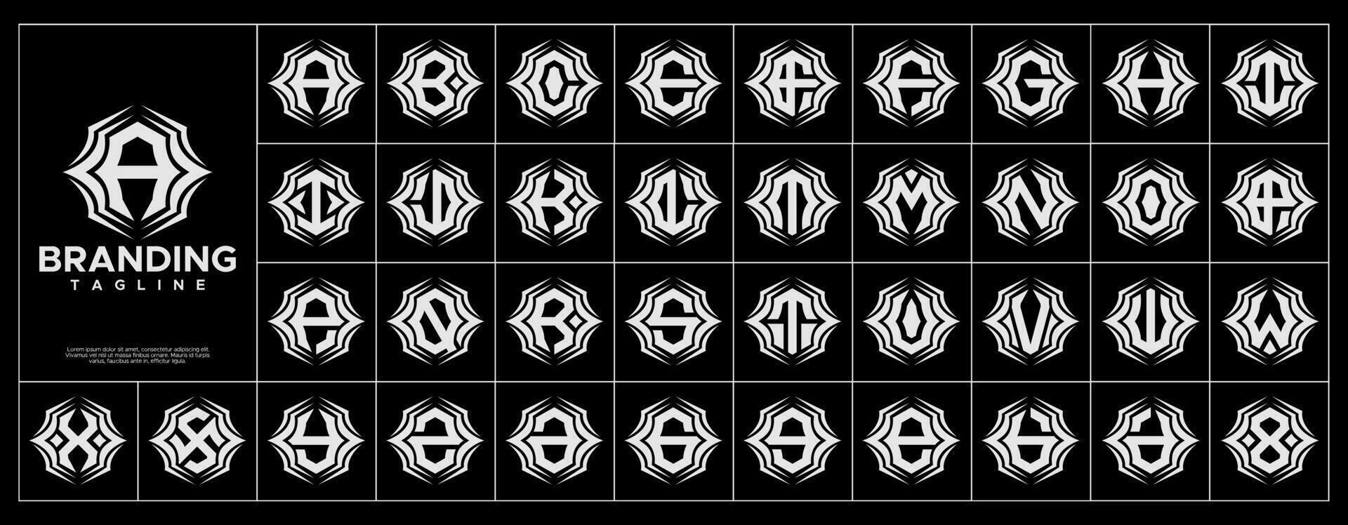 Luxury sharp line abstract letter A-Z logo set vector