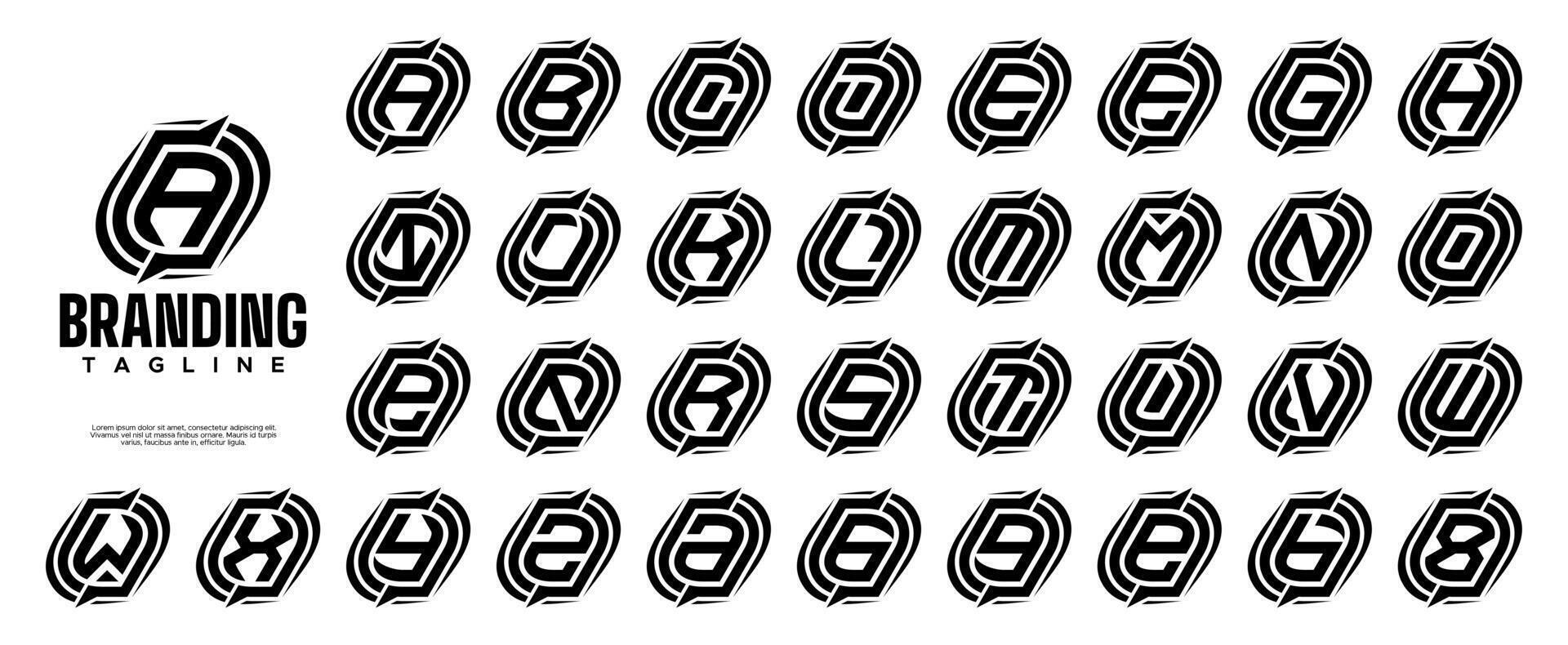 Modern line abstract initial A-Z letter logo set vector
