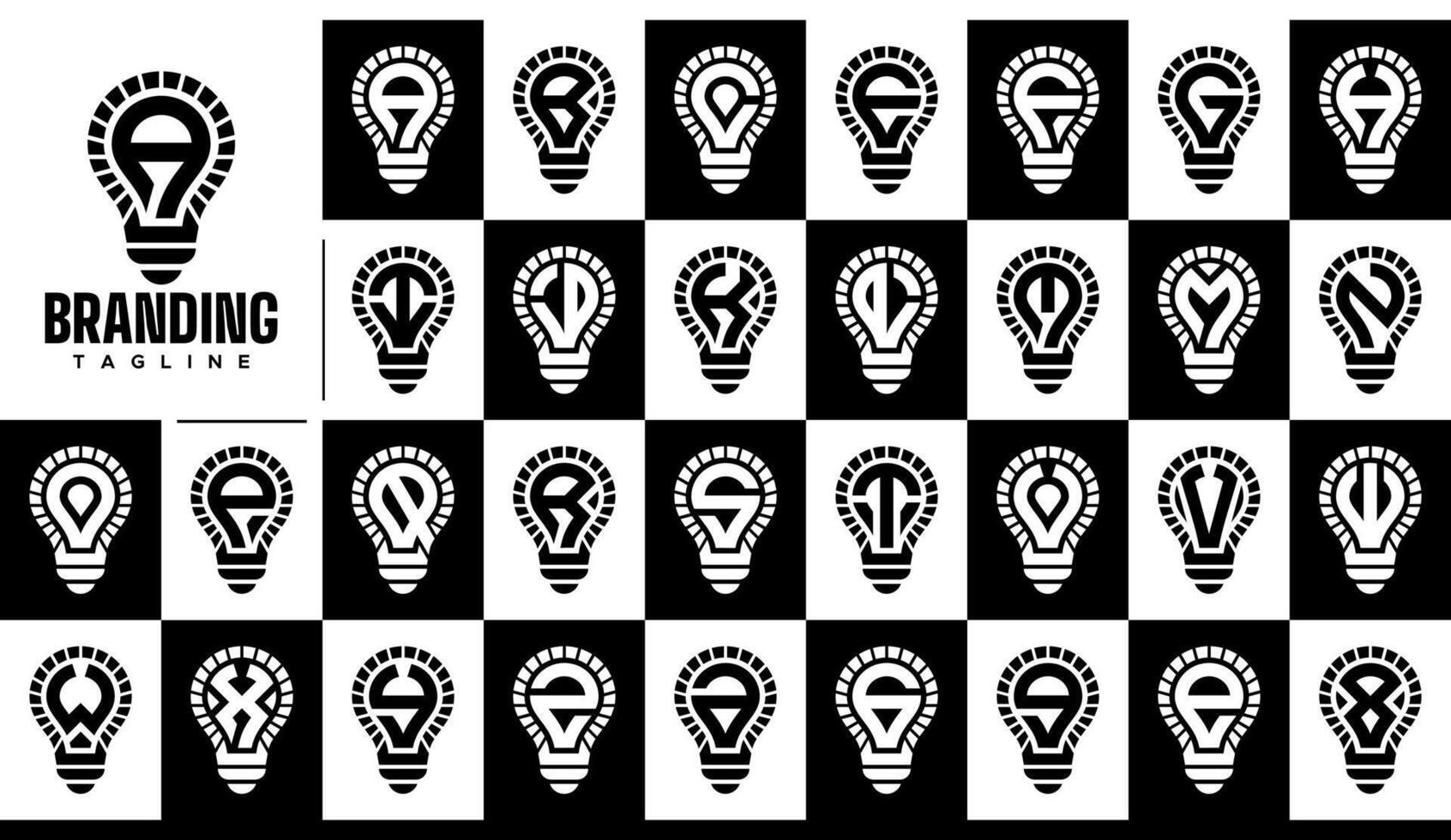 Simple bulb lamp initial letter A-Z logo set vector