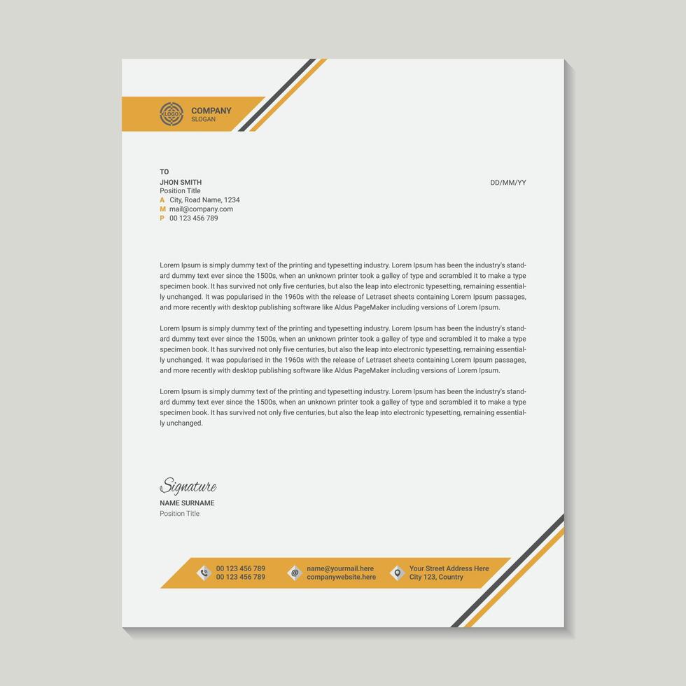 Corporate Letterhead Design Template vector