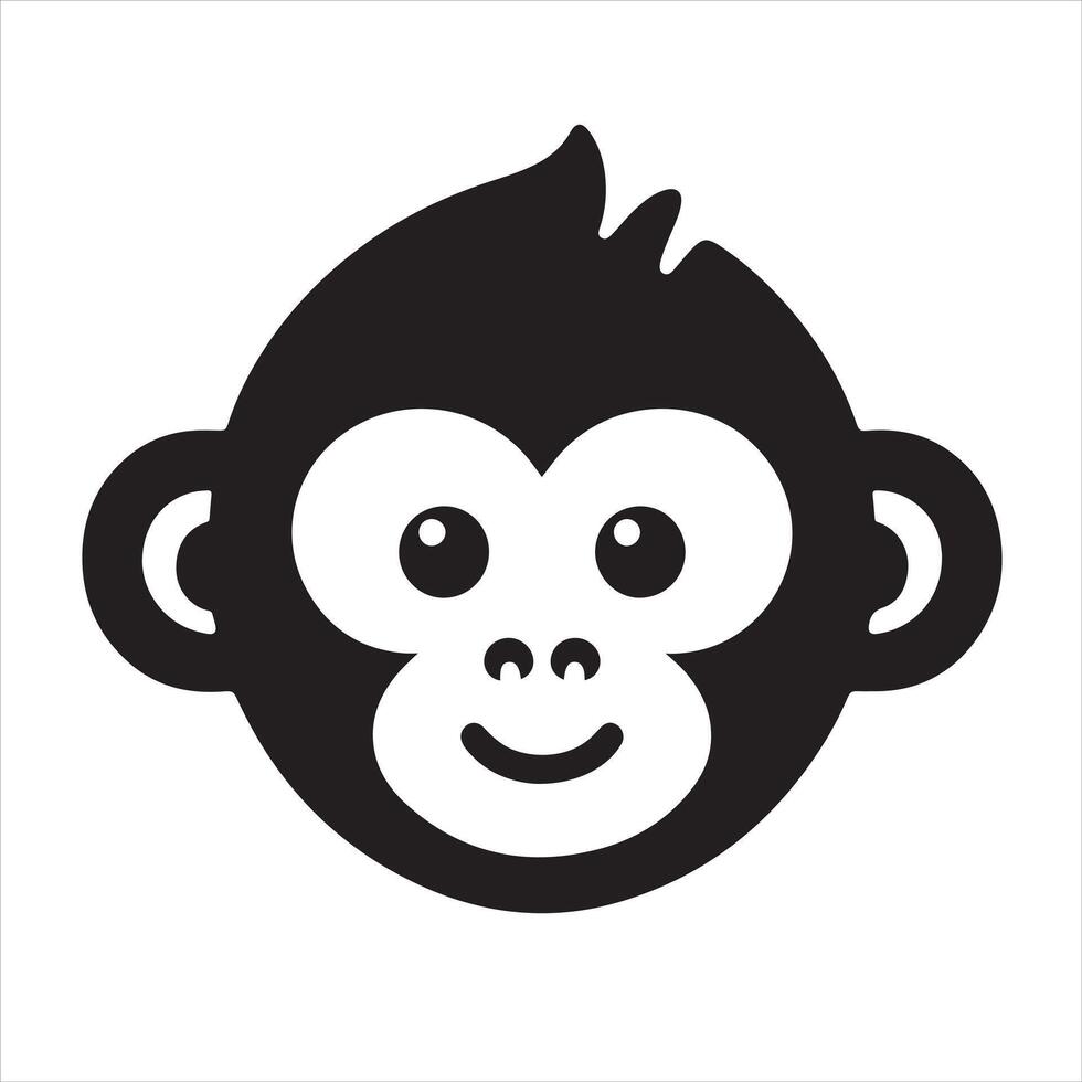 a monkey head icon silhouette vector