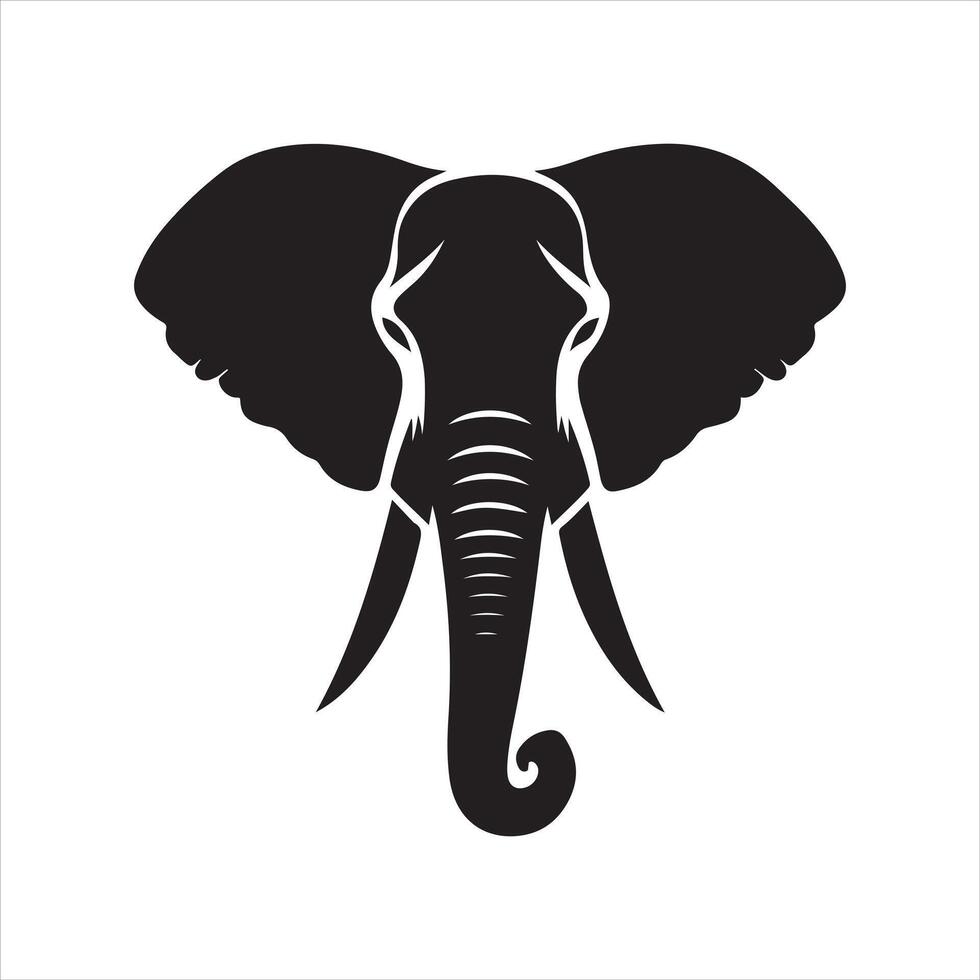 an elephant head silhouette vector
