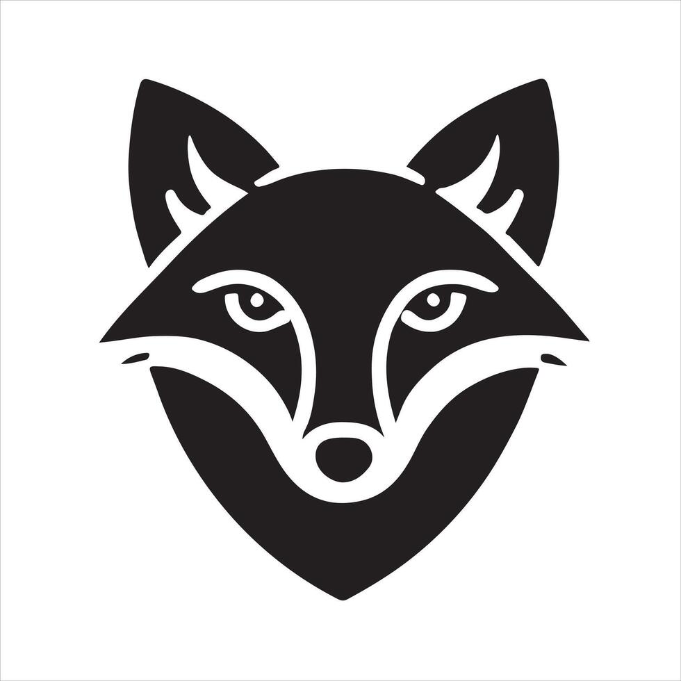 silhouette of a black and white fox head logo vector