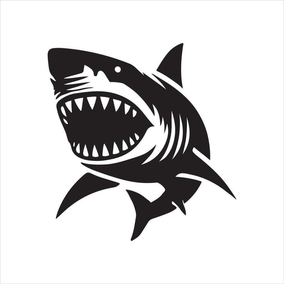 shark logo silhouette illustration vector