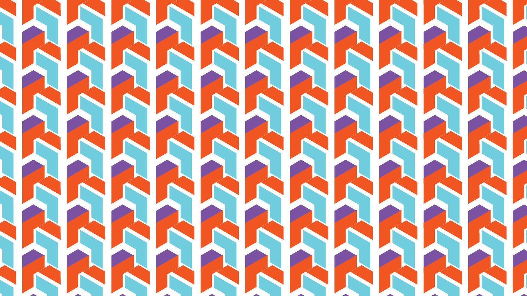 A vivid geometric pattern featuring repetitive shaped elements in bright colors, creating an energetic and engaging design aesthetic suitable for modern creative projects and backgrounds. vector