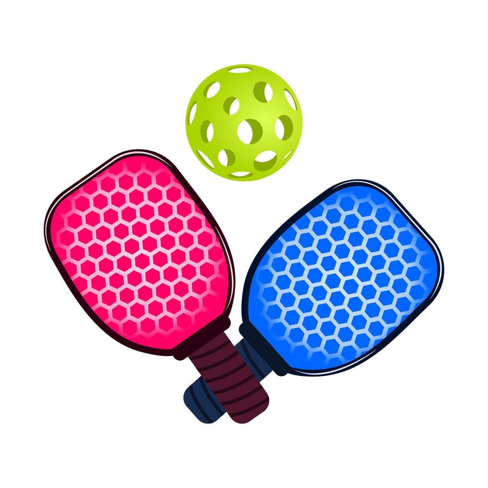 Two Paddles and Ball on White Background. vector