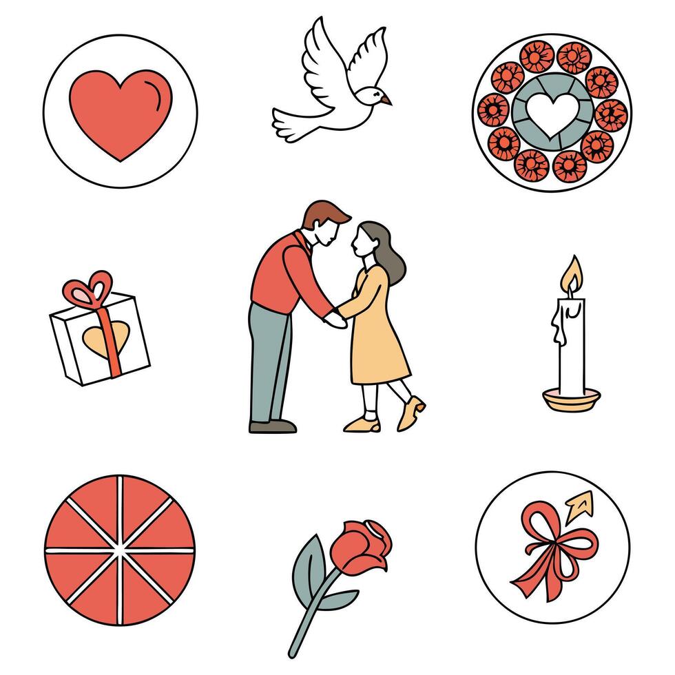 icons of Loves Elements White Background vector