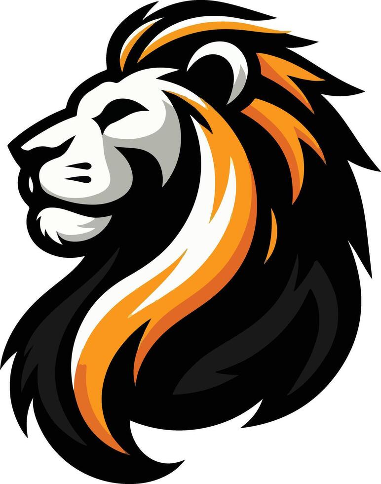 Lion Head Logo Style Silhouette White Background vector