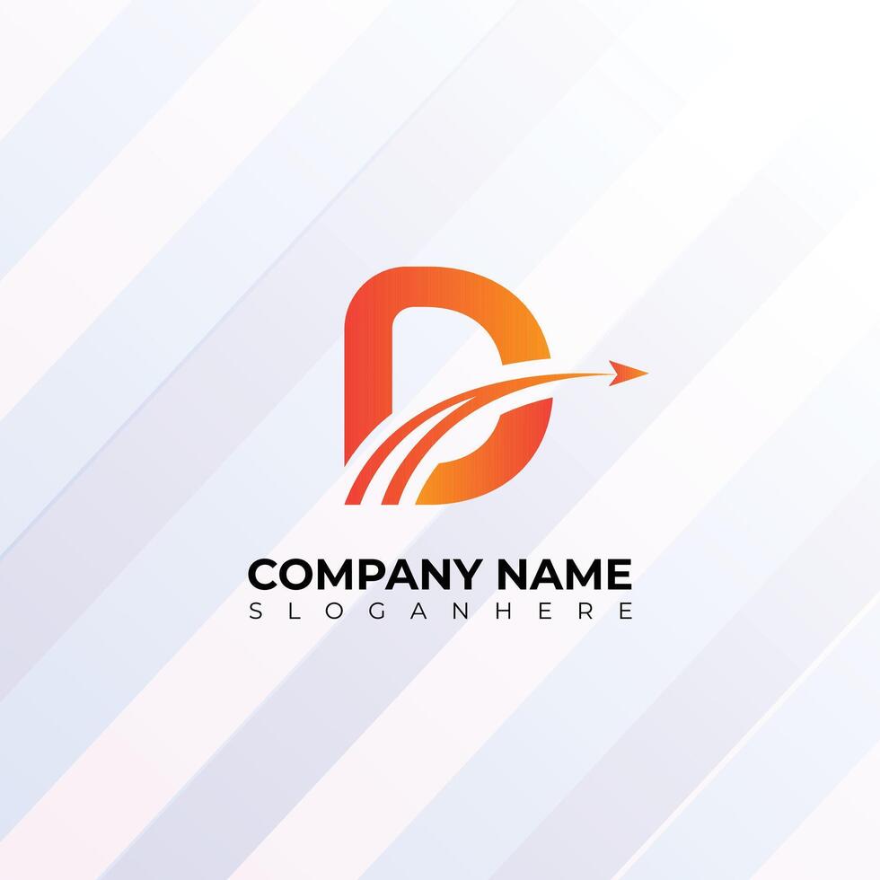 letter D with road and plane symbol, triangle agency travel icon logo, D logo Design vector