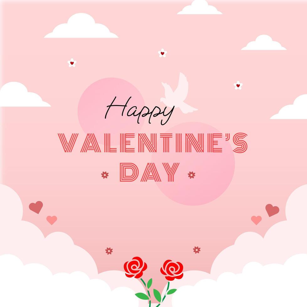 Valentine's day greeting background in flat illustration vector