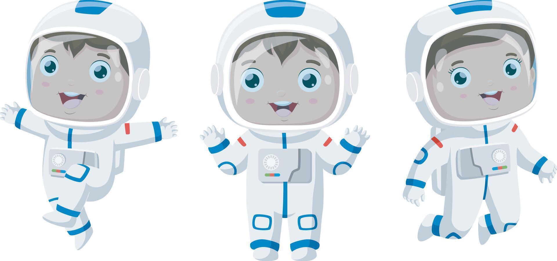 Set of cute little astronaut cartoon vector