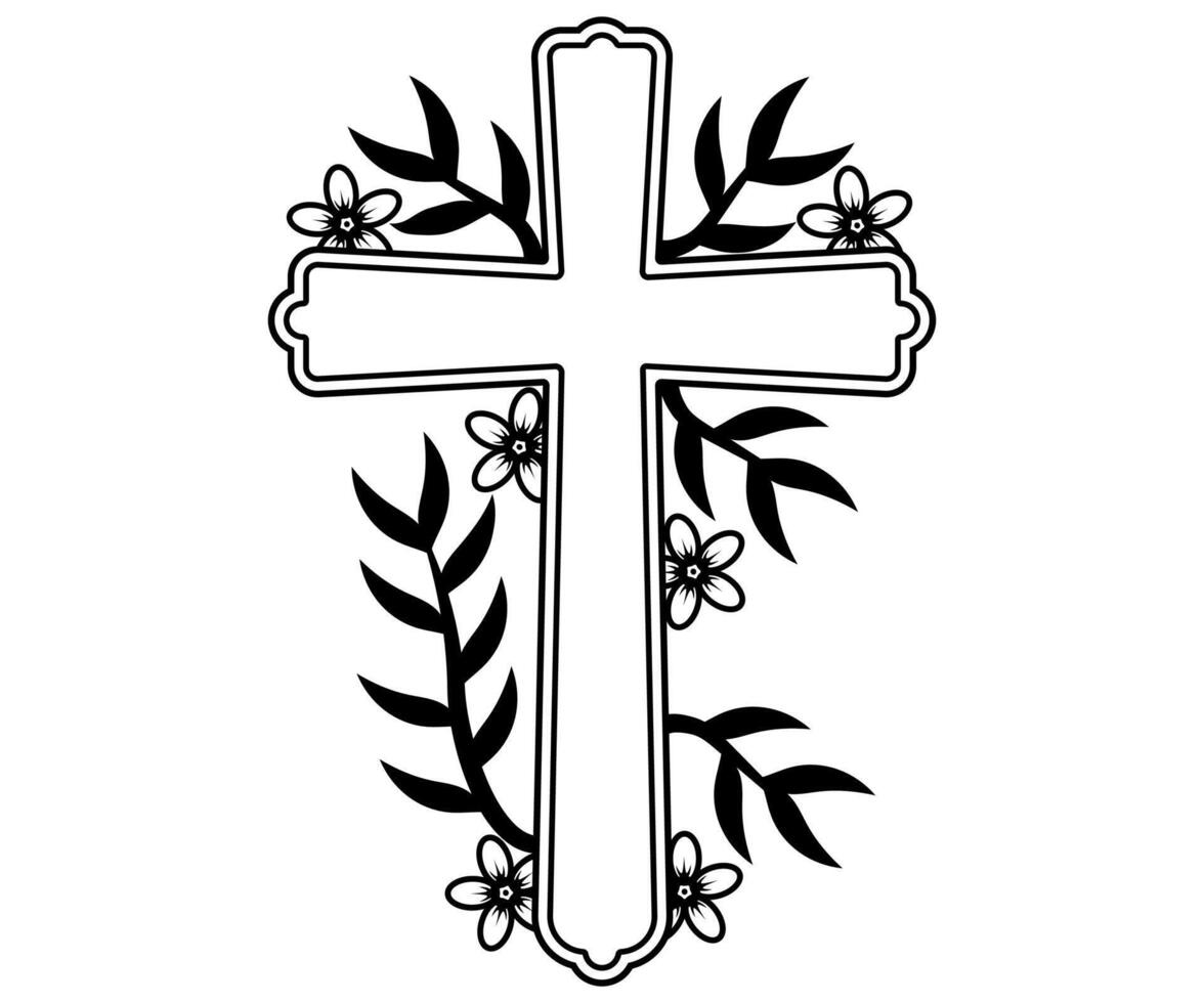 Catholic holy cross religious hand drawn illustration vector