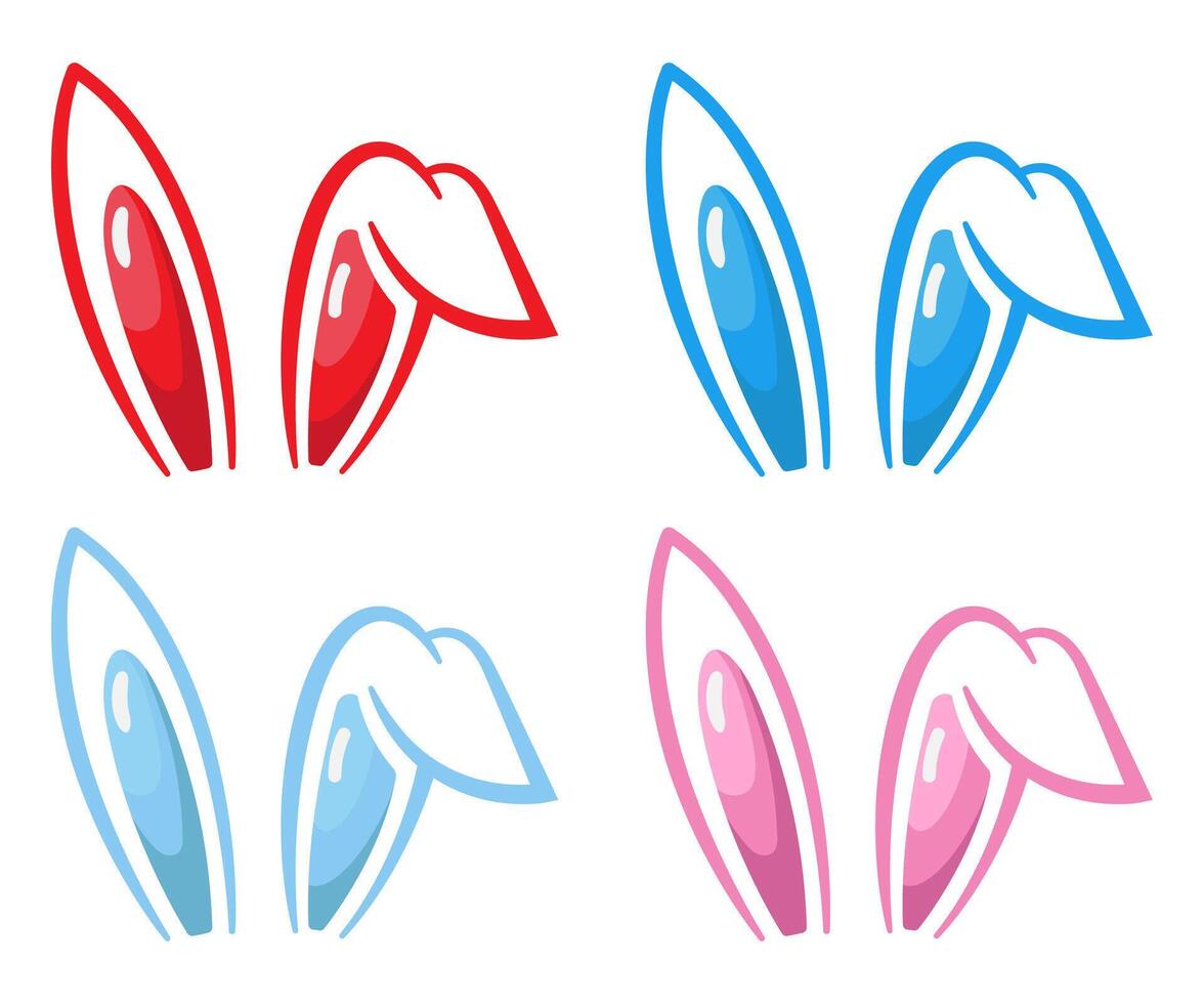Easter ears rabbit cartoon hand drawn flat illustration vector