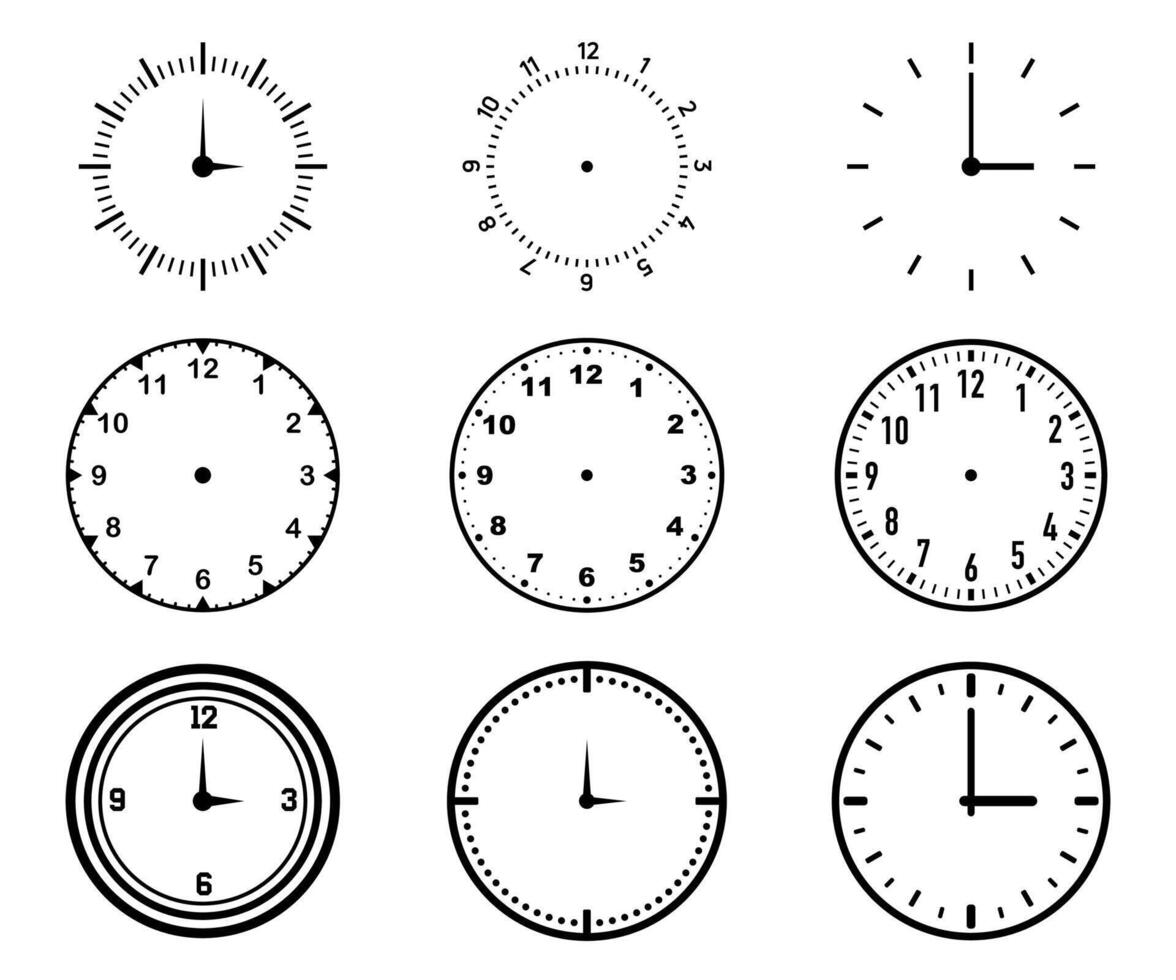 Mechanical clock set of analog watch isolated illustration vector
