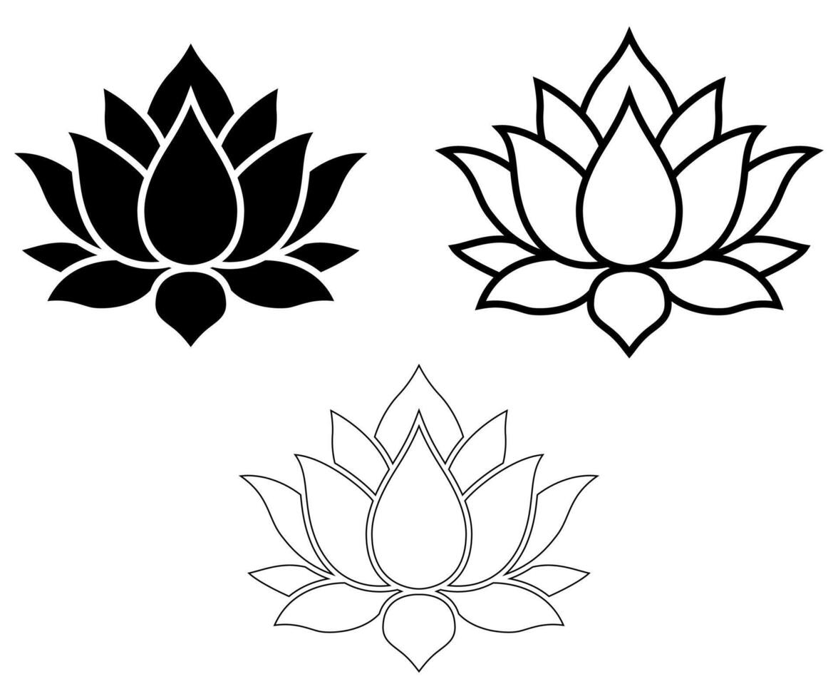 Lotus flower icons nature hand drawn minimalist illustration vector