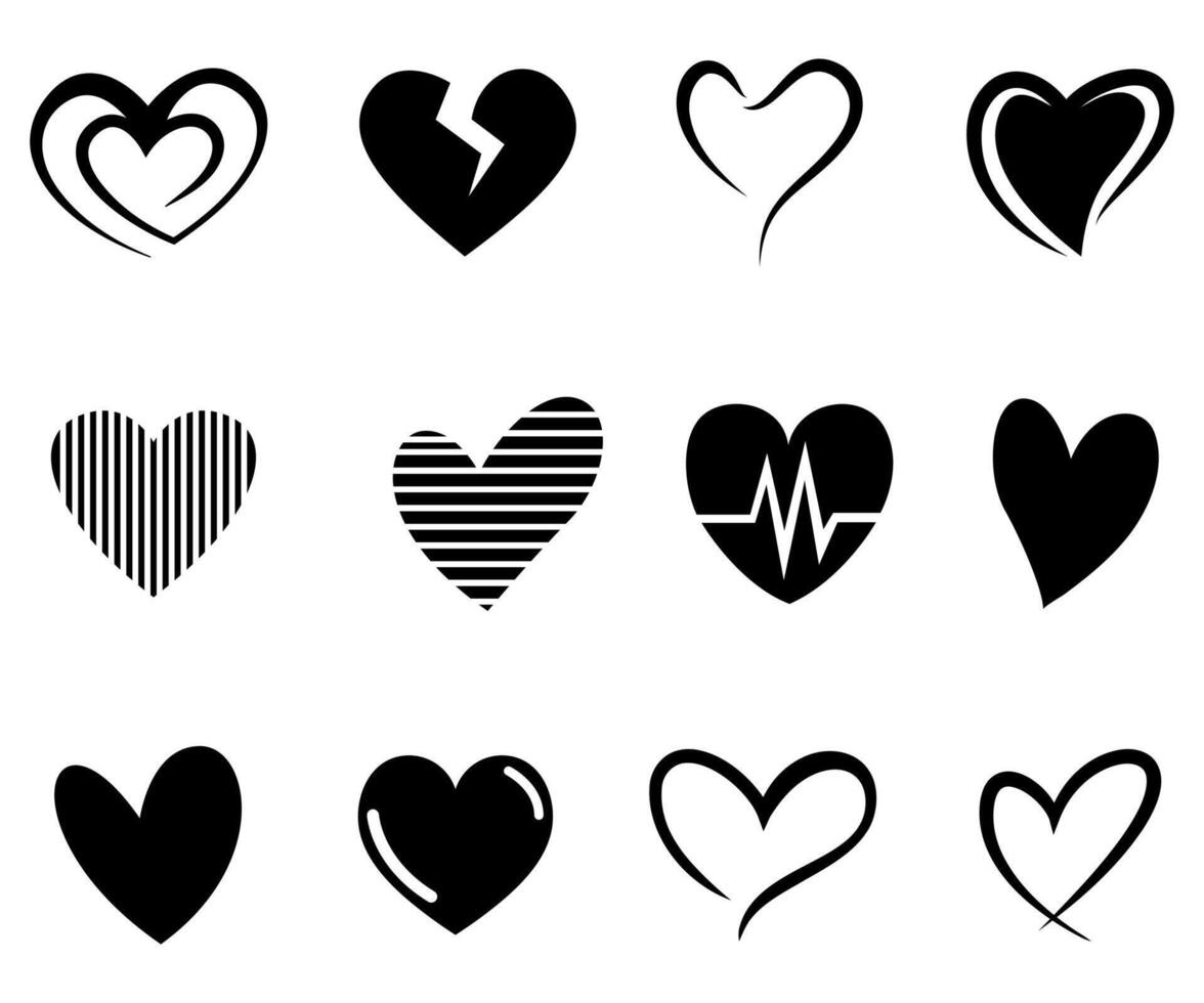 Heart doodle collection love signs hand drawn illustration vector