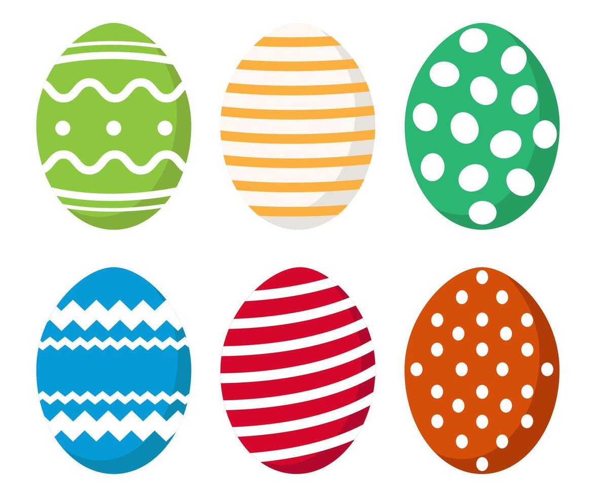 Set of easter eggs in cartoon style illustration vector