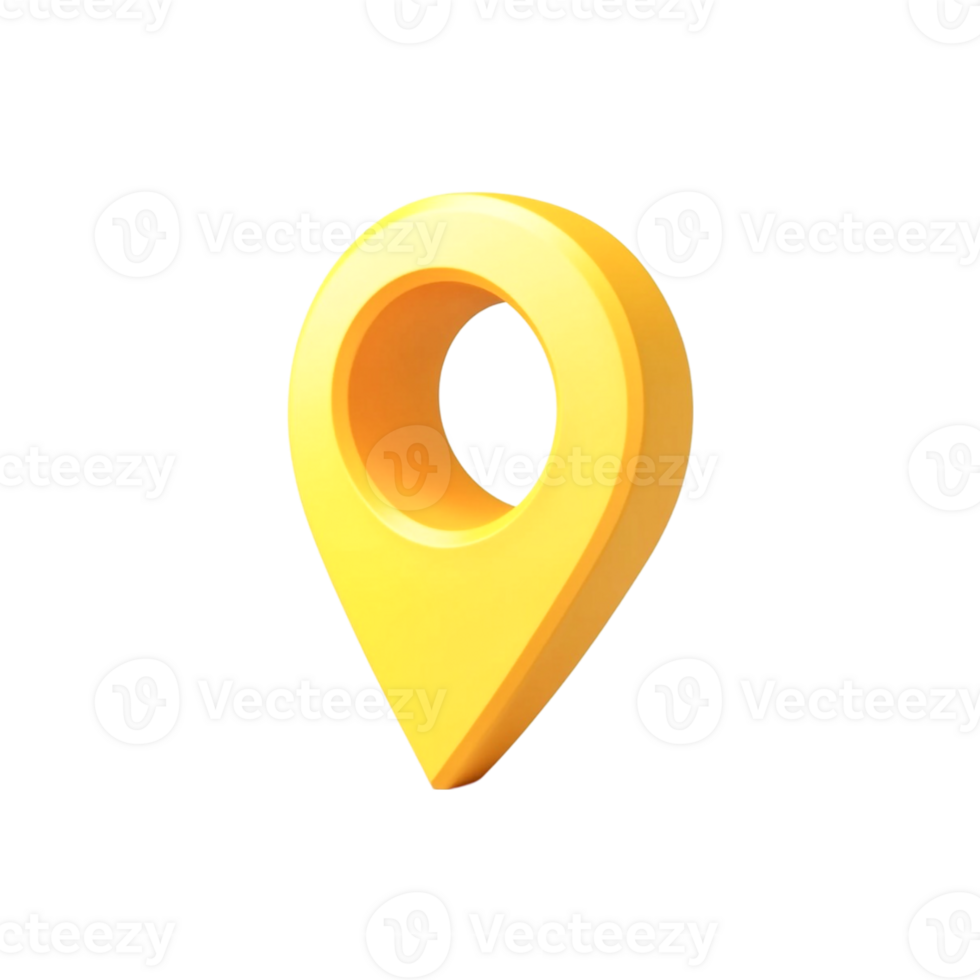 Yellow 3D Location Pin Icon Navigation Symbol png