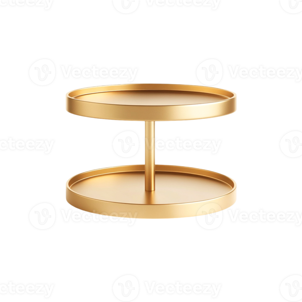 Gold two-tiered rotating display stand elegant design png