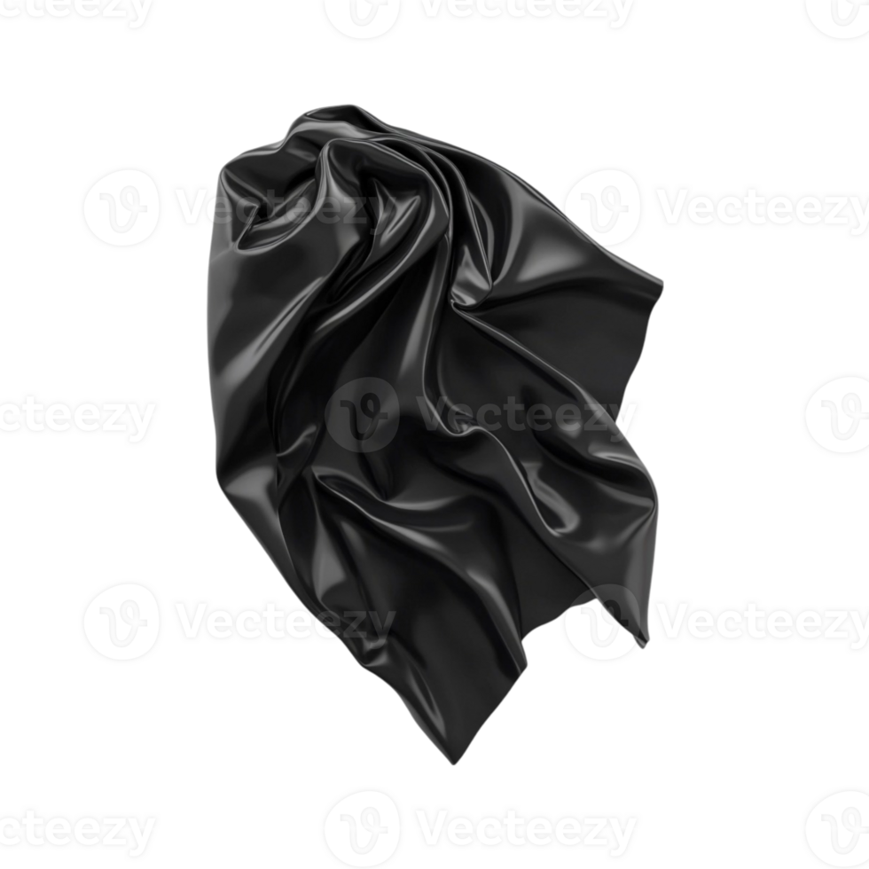 Draped Black Silk Fabric Luxurious Texture Design png
