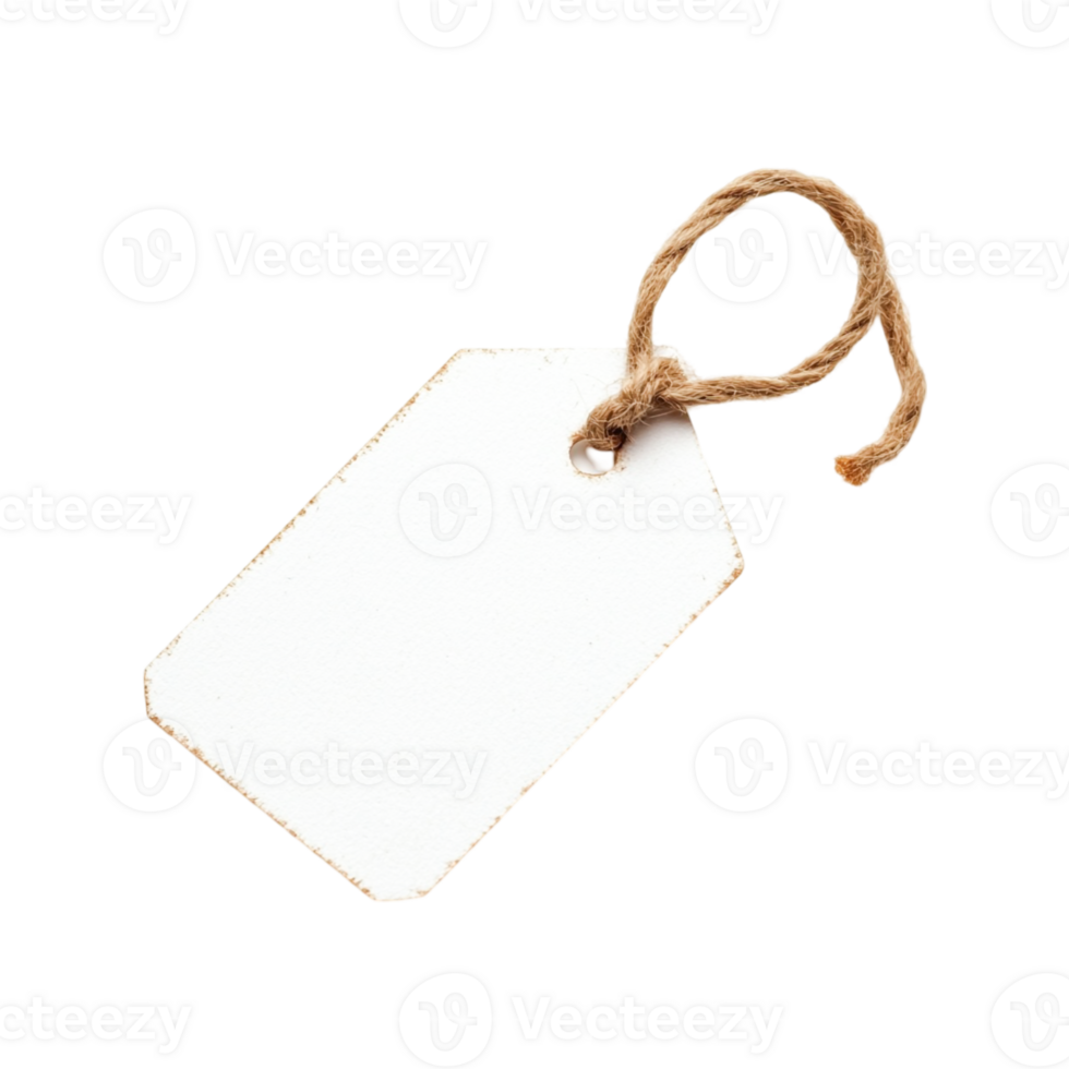 Blank tag with jute rope isolated on white background png