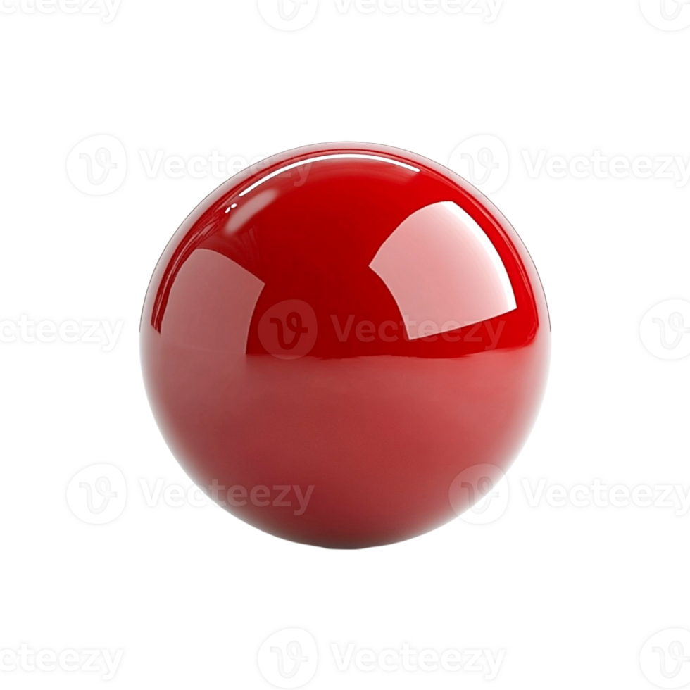 Shiny Red Sphere 3D Render Isolated White Background png