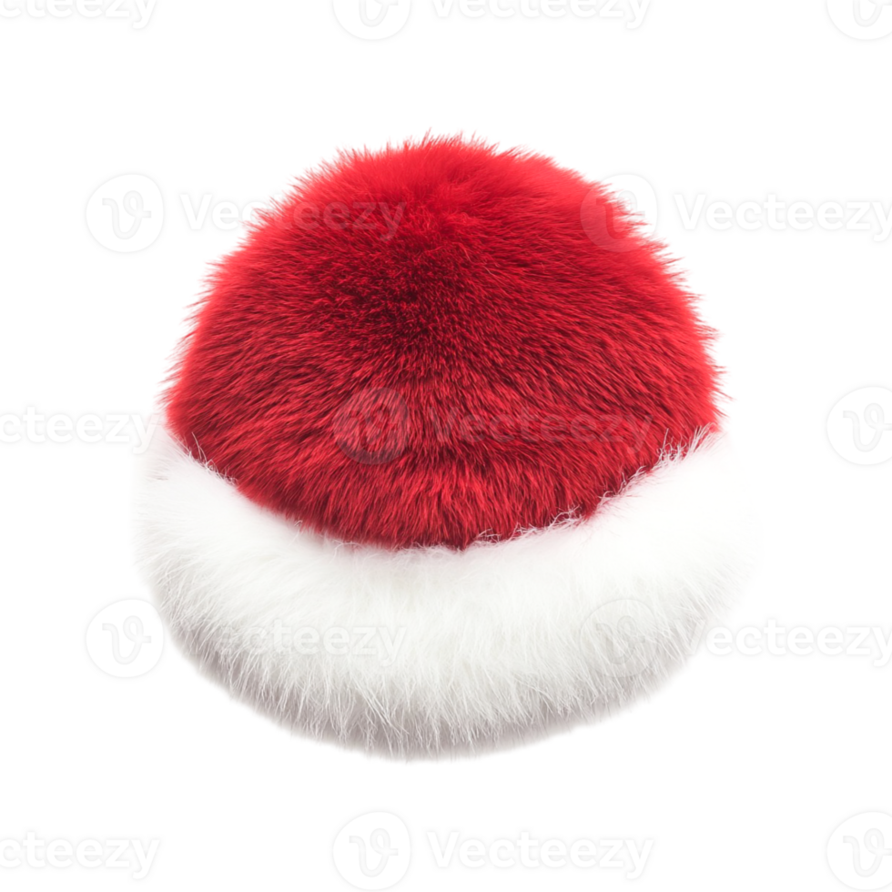 Red and white furry Santa hat festive winter holiday fashion accessory, png