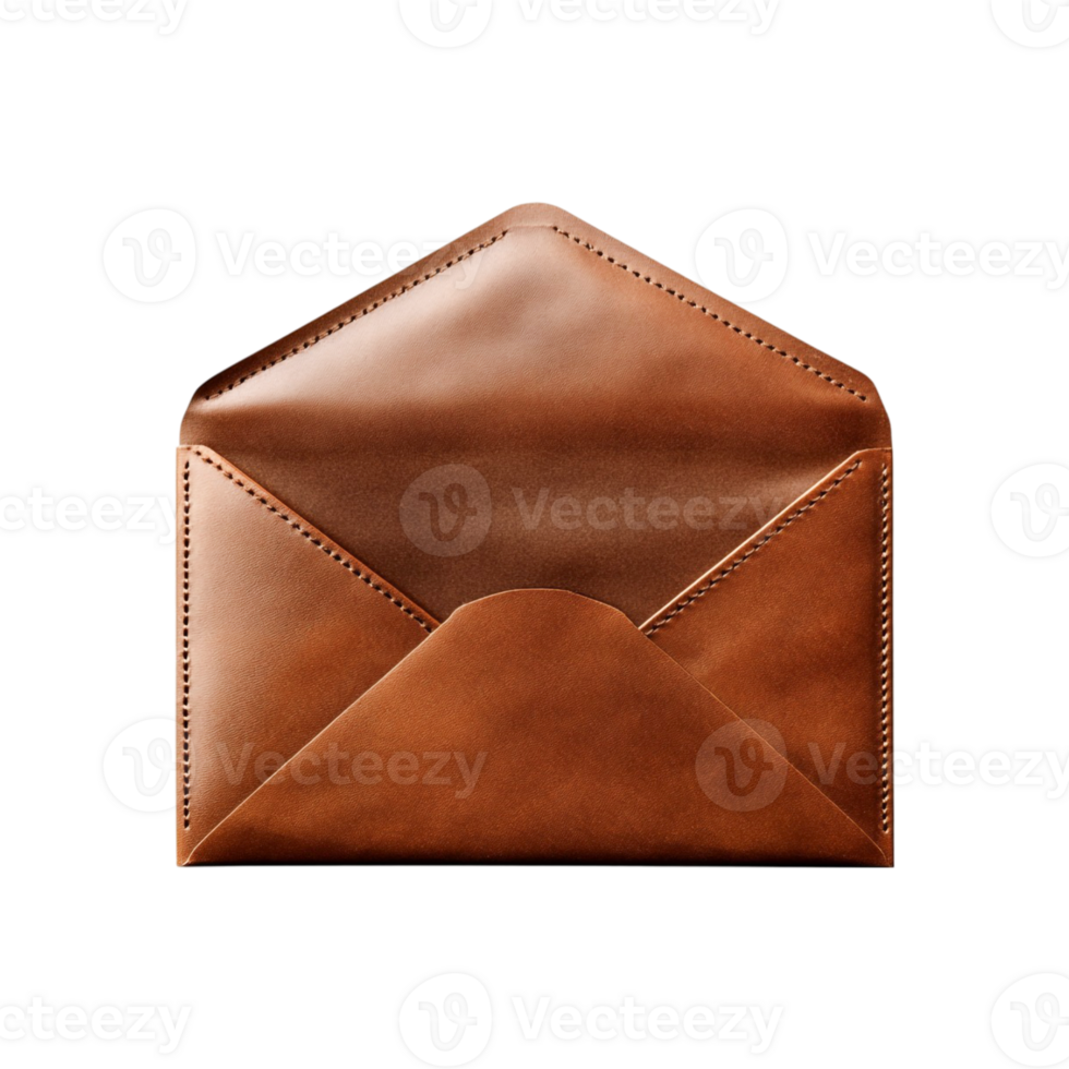 Brown Leather Envelope Open Empty png
