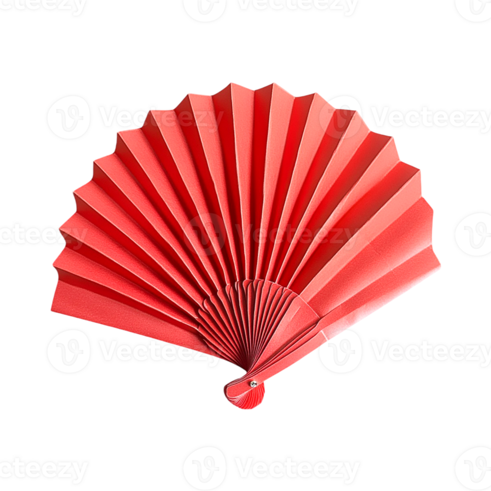 Red paper folding fan isolated on white background png