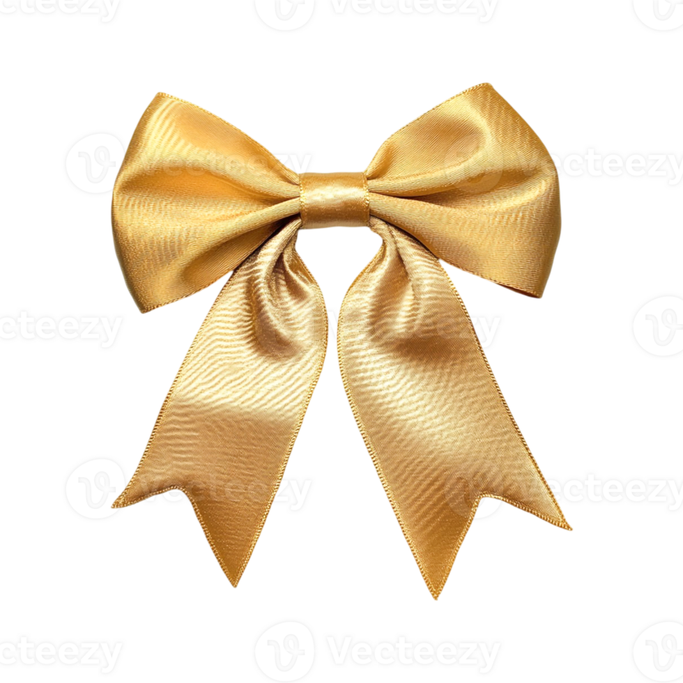 Golden Satin Ribbon Bow Festive Decoration png