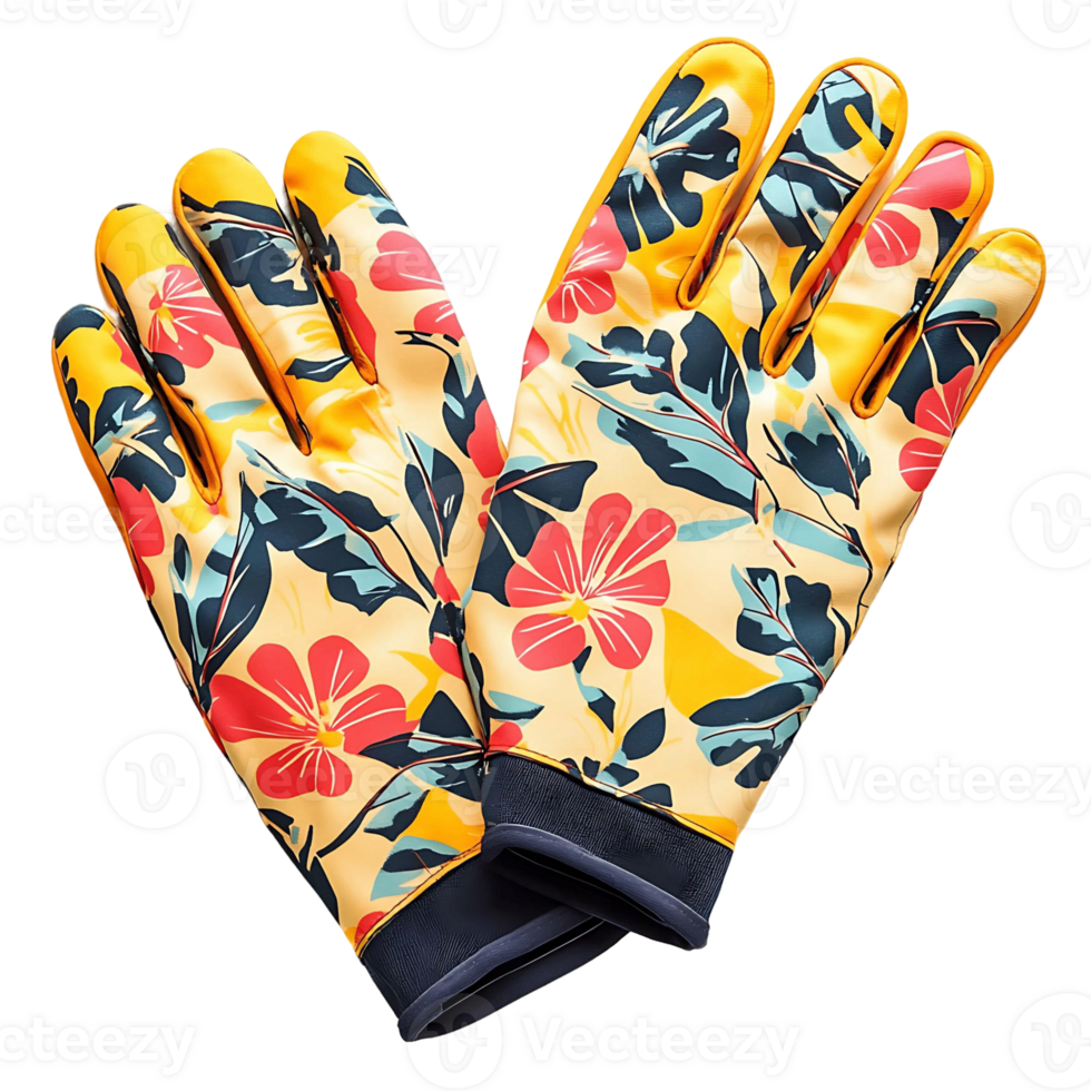 Colorful Flower Patterned Garden Gloves png