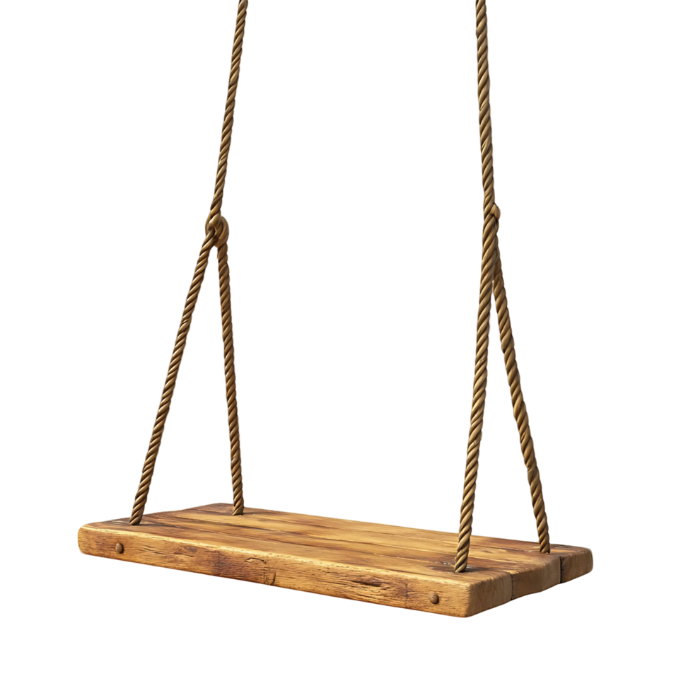 Rustic Wooden Hanging Swing for Gardens png