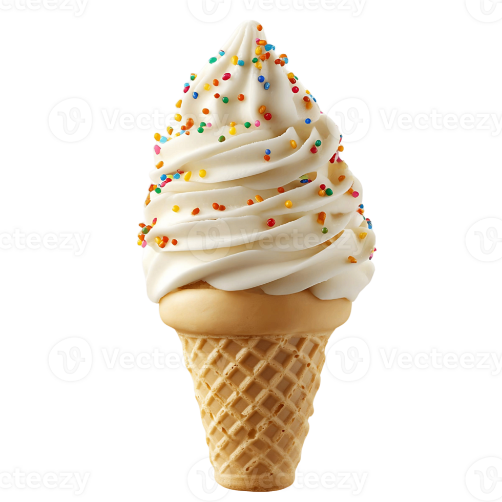 Classic Vanilla Soft Serve with Colorful Toppings png