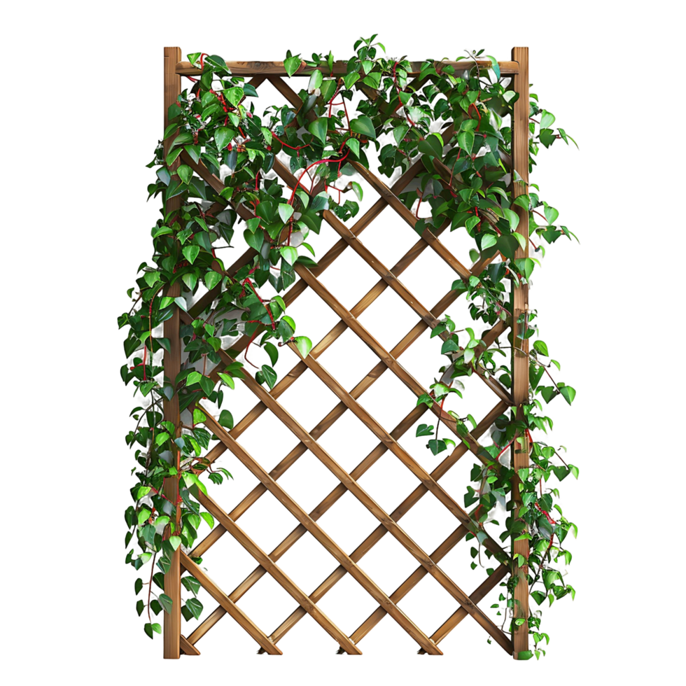 Ivy Covered Wooden Trellis for Outdoor Spaces png