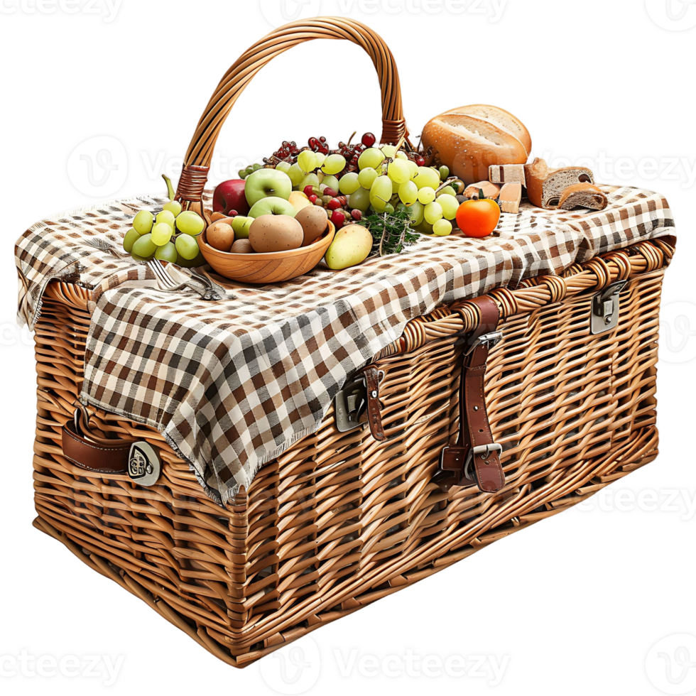 Picnic Basket Packed with Summer Essentials png