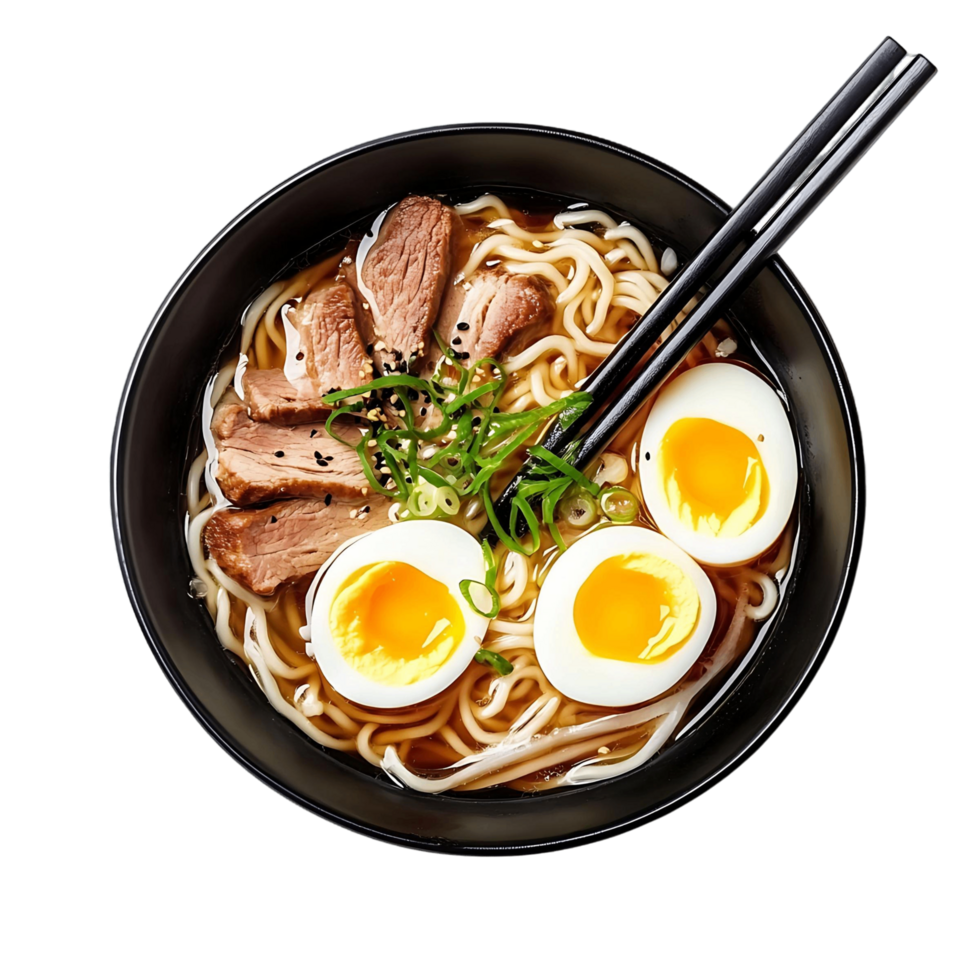 Steaming Bowl of Authentic Ramen Delight png