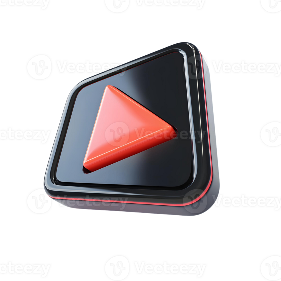 Modern 3D Play Button Featuring Triangle Shape png