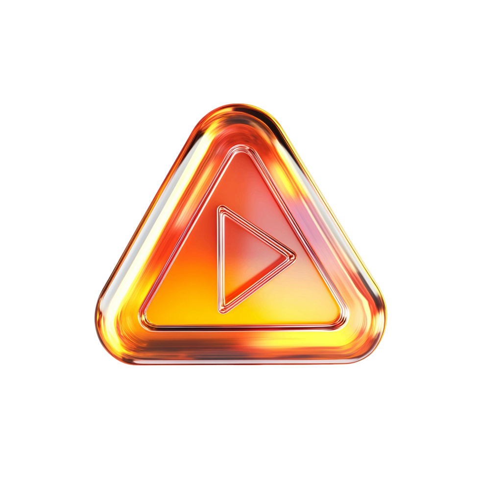 3D Play Button with Triangular Icon png