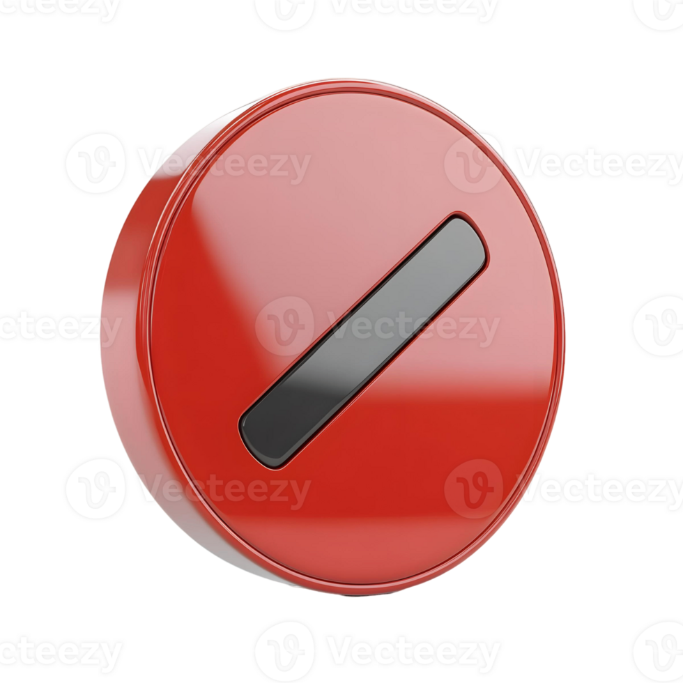 3D Button for Removal with Minus Symbol png