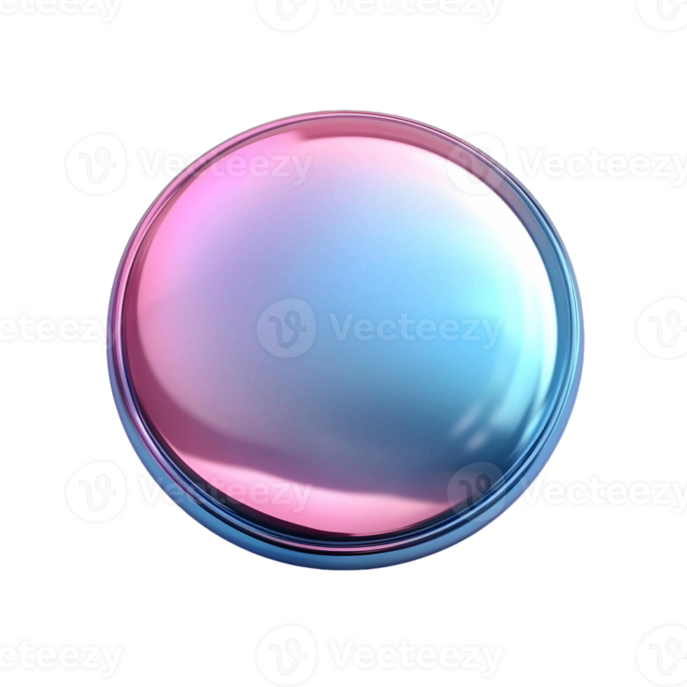 Elegant 3D Round Button with Reflective Surface png