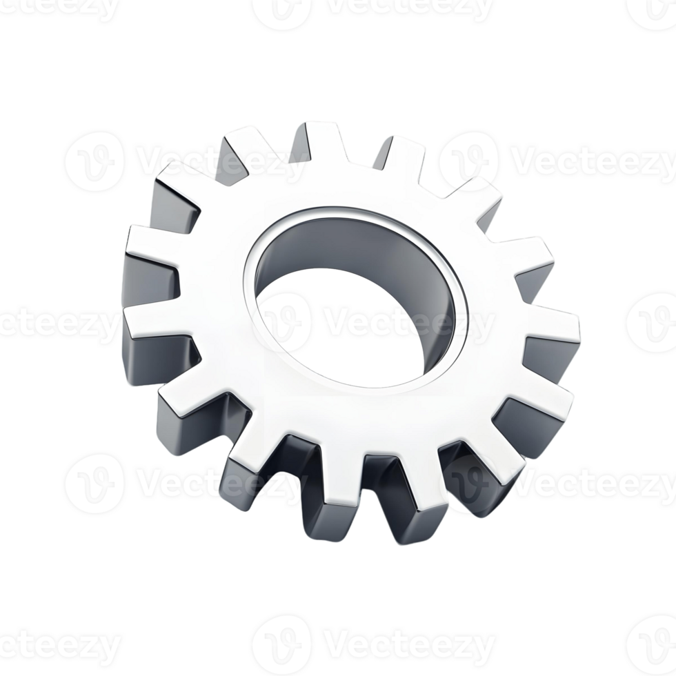 Interactive 3D Button with Gear for Settings png