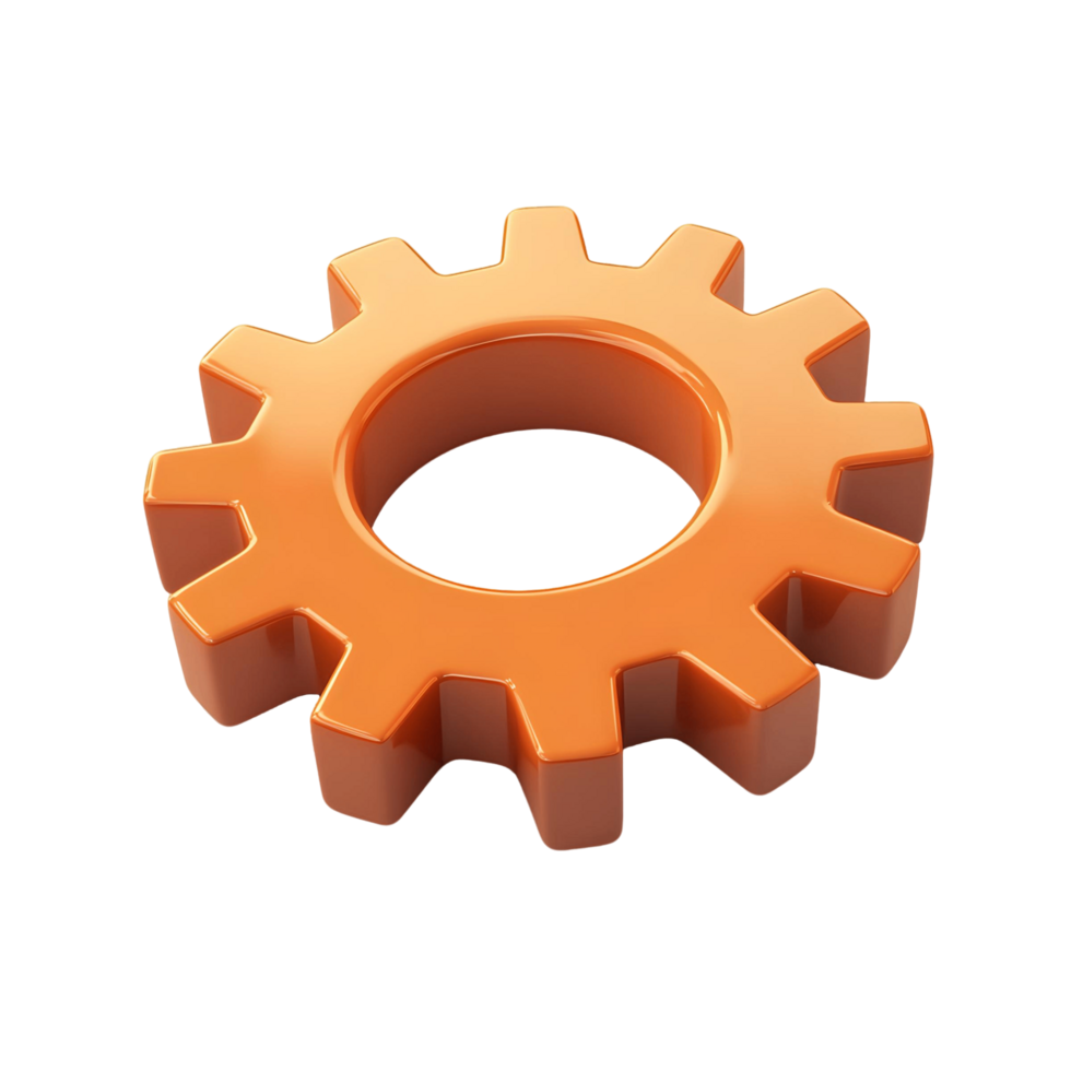 3D Gear Shaped Settings Button with Smooth Design png