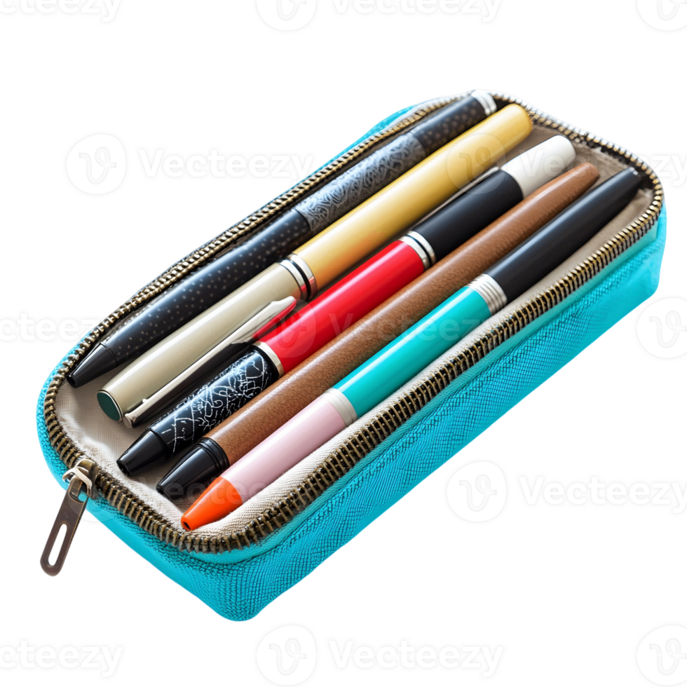 Stylish Pen Case with Zipper, Holding Pens png