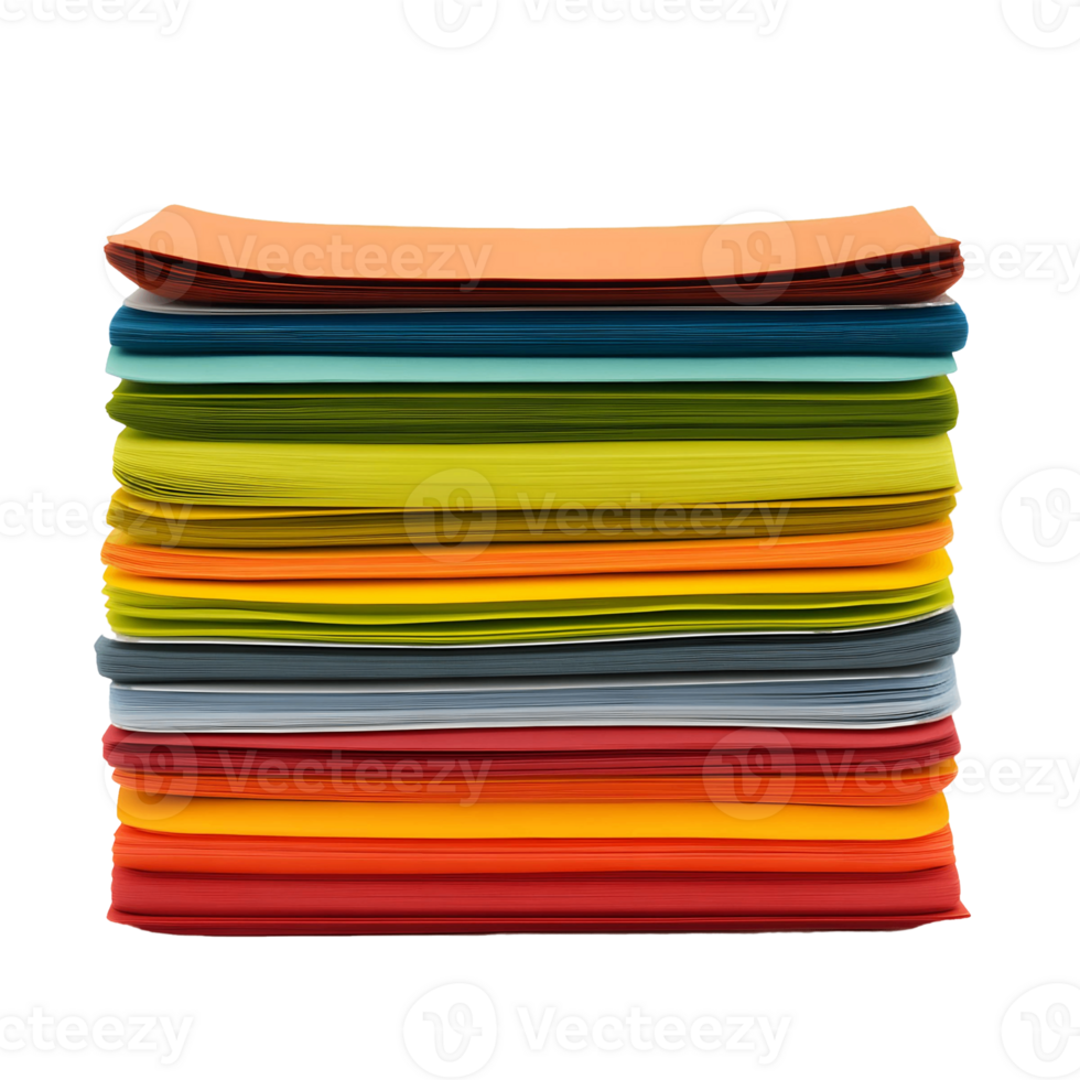 Colorful Stack of Paper Sheets Isolated png